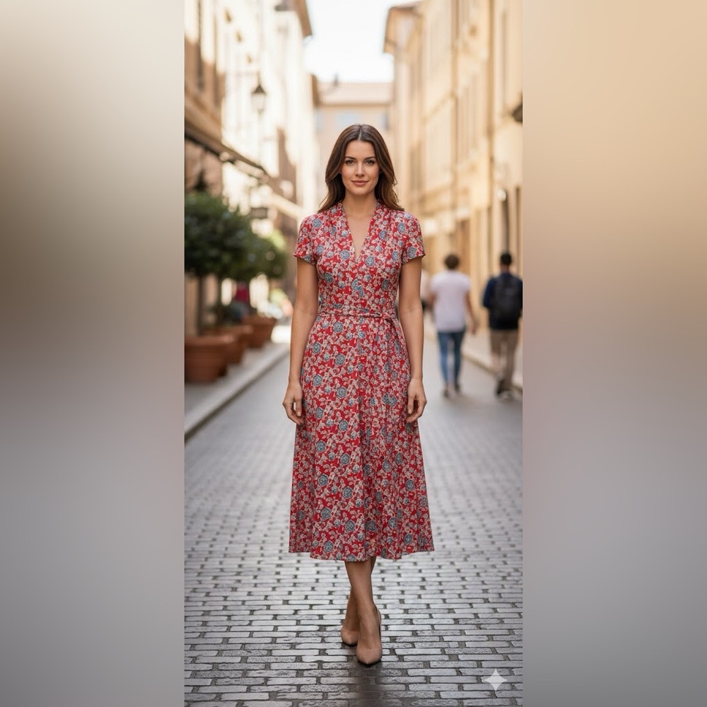Lauren Ralph Lauren Amit Floral Print Midi Dress